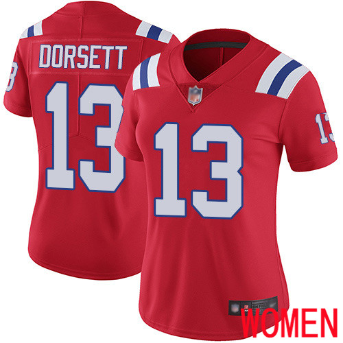 New England Patriots Football #13 Vapor Limited Red Women Phillip Dorsett Alternate NFL Jersey